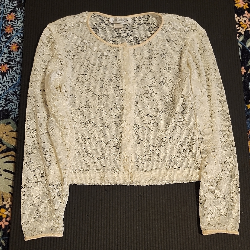 Cream Lace Cardigan